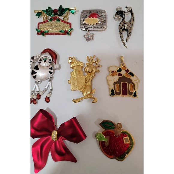 Lot of Christmas 8 pc.VTG AJC Danecraft AJMC NR broosh Wallaci Silversmiths pe - Picture 2 of 12